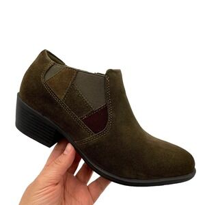 Earth Origins Womens Christine Ankle Bootie Size 8 Olive Suede‎ Leather Upper